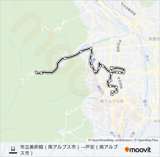 1号車:芦安線（1便） bus Line Map