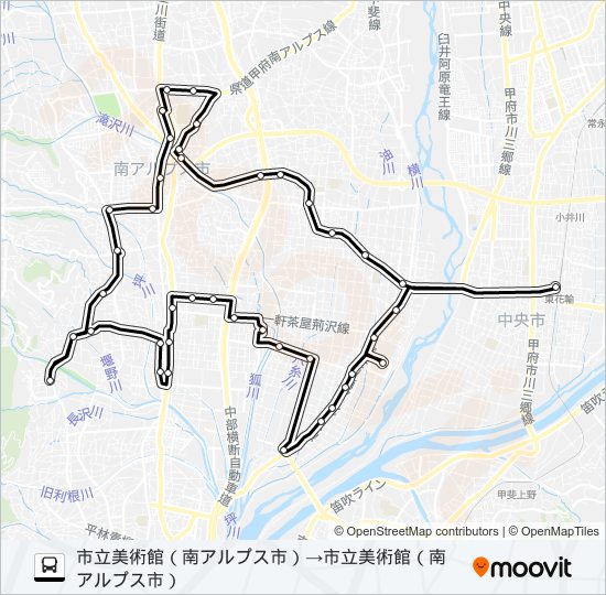 3号車:若草・甲西線（8便） bus Line Map
