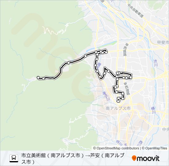 1号車:芦安線（3・5・7便） バスの路線図