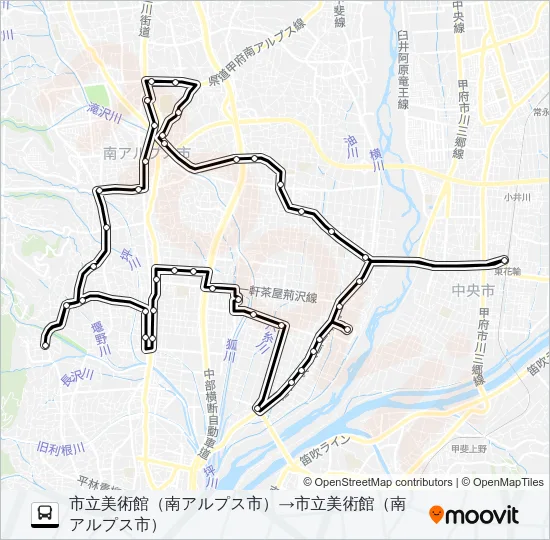 3号車:若草・甲西線（1・7便） Bus Line Map