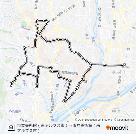 3号車:若草・甲西線（1・7便） バスの路線図