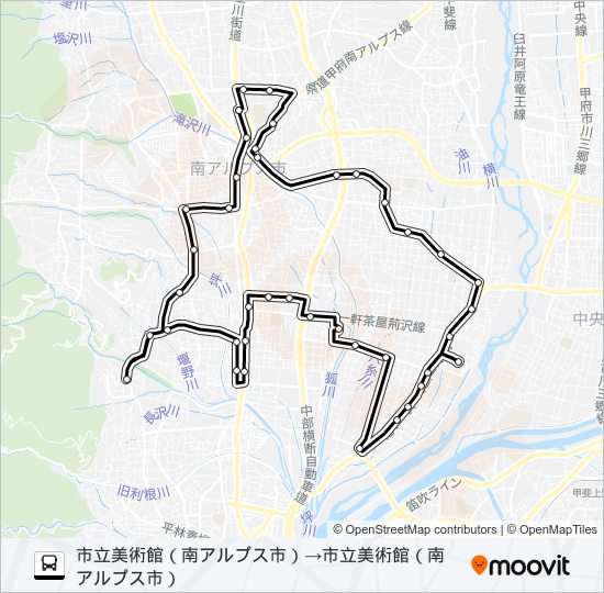 3号車:若草・甲西線（3・5便） bus Line Map