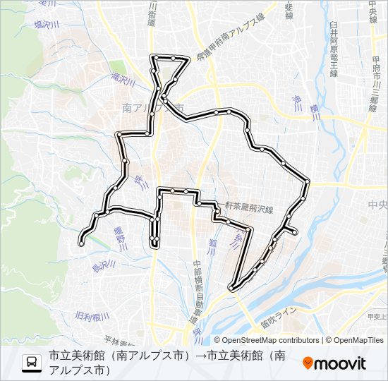 3号車:若草・甲西線（2・4・6便） bus Line Map