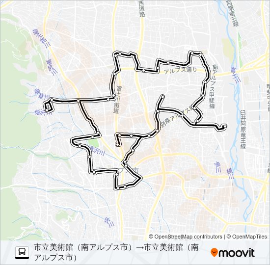 4号車:櫛形・白根線（1・3・5・7便） バスの路線図