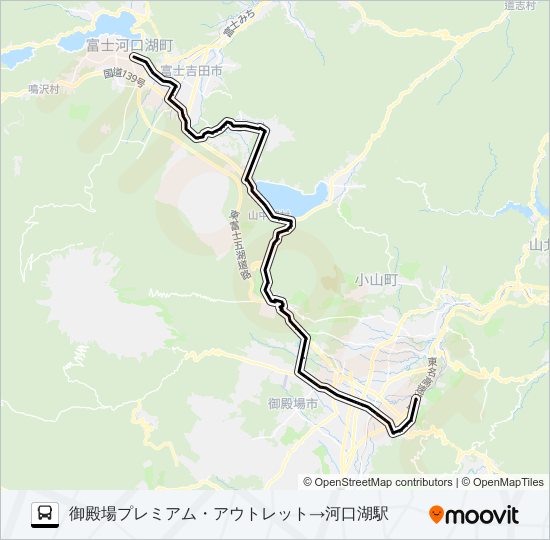 御殿場プレミアムアウトレット発 河口湖駅方面行きルート スケジュール 停車地 地図 御殿場プレミアム アウトレット 河口湖駅