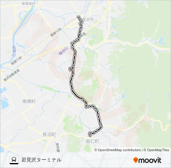 ２８岩見沢由仁線 Bus Line Map