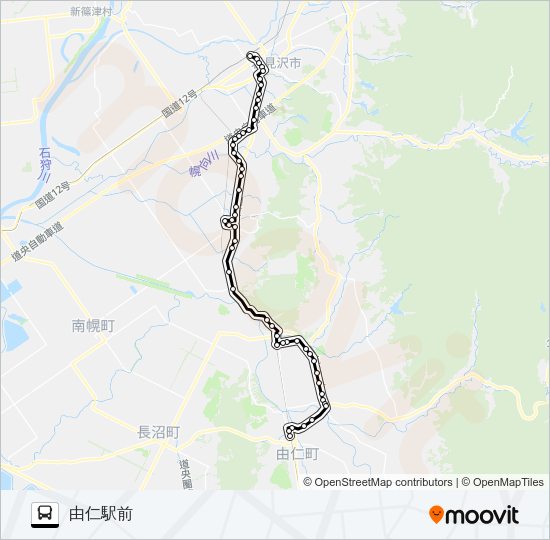 ２８岩見沢由仁線 Bus Line Map