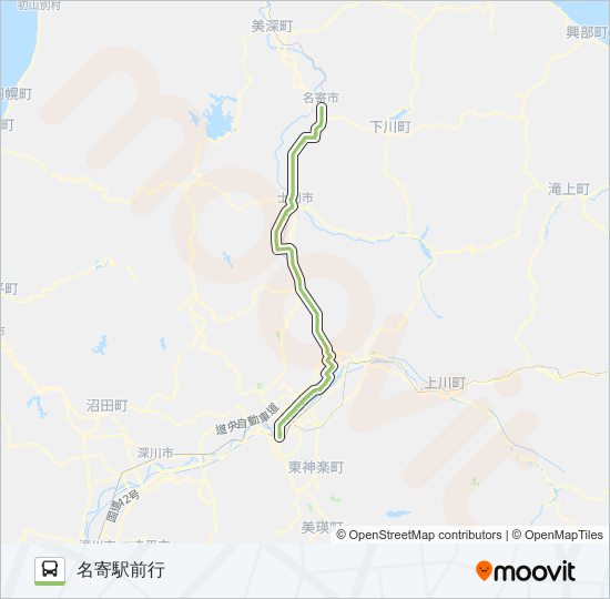 2-名寄線普通 バスの路線図