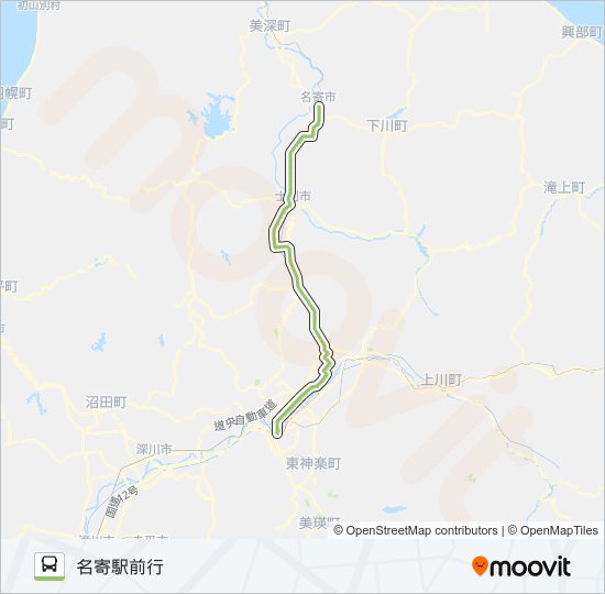 2-名寄線普通 バスの路線図