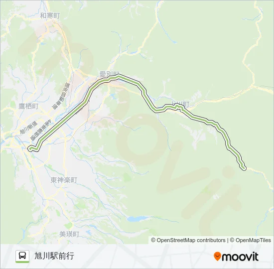 81-層雲峡線 バスの路線図