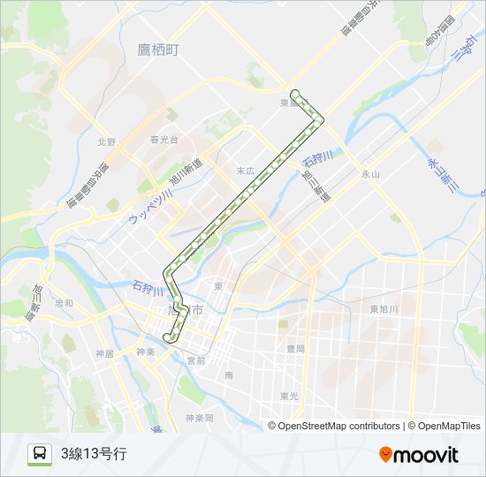 11-東鷹栖支所線 バスの路線図