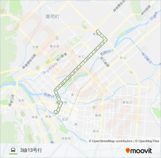 11-東鷹栖支所線 Bus Line Map