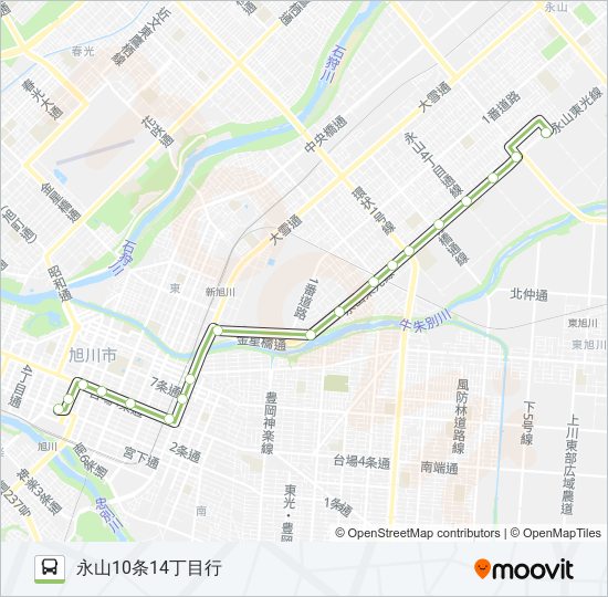 66-永山10条線 バスの路線図