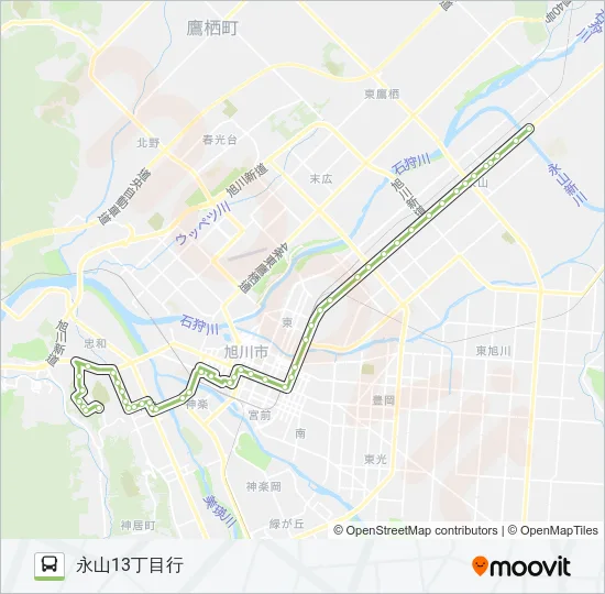 630-高砂台永山線 Bus Line Map