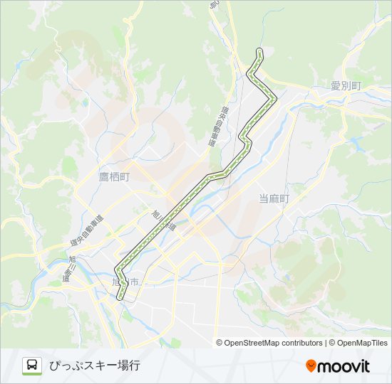 32-ぴっぷスキー場線 バスの路線図