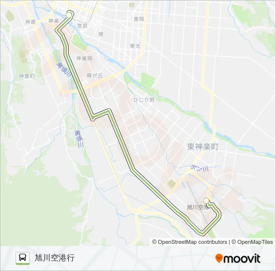 79- 旭川空港線(直行) Bus Line Map