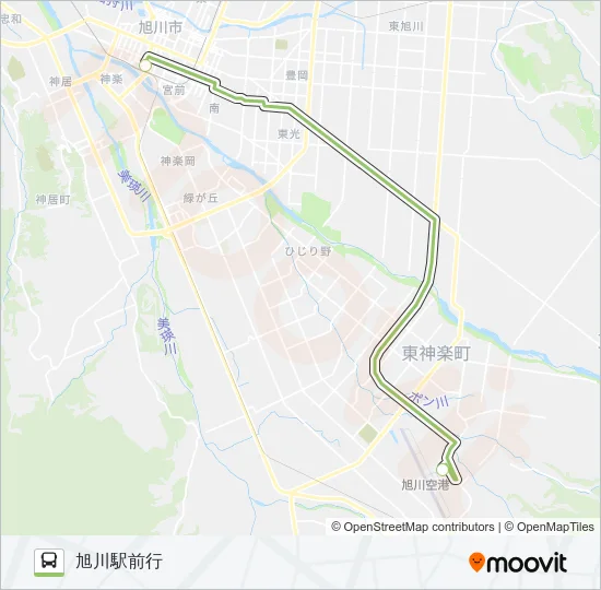 79- 旭川空港線(直行) Bus Line Map