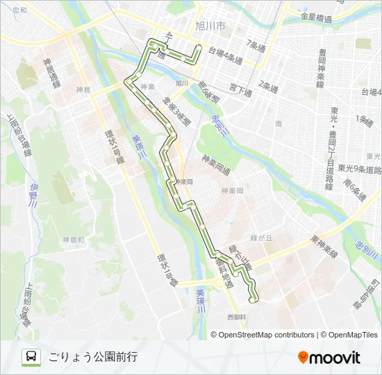 43-ごりょう公園線(忠別橋経由) Bus Line Map
