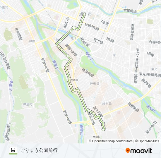 443-グリーンヒルズ市役所線(クリスタル) バスの路線図