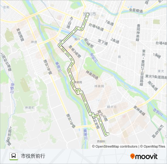 443-グリーンヒルズ市役所線(クリスタル) バスの路線図