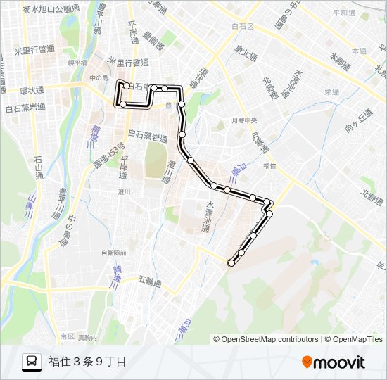 平８９羊ケ丘線 バスの路線図