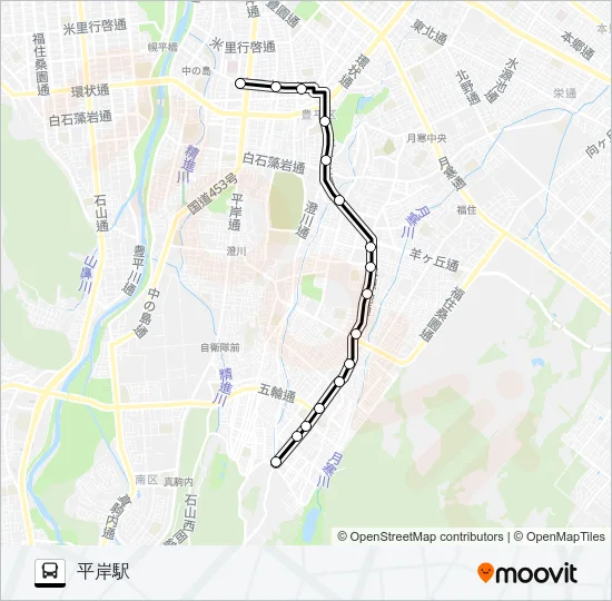 平７９西岡平岸線 Bus Line Map