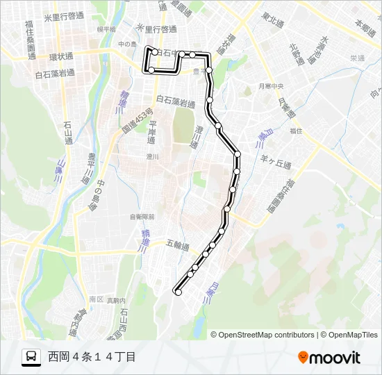 平７９西岡平岸線 Bus Line Map