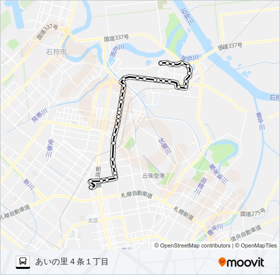 麻２２あいの里篠路線 バスの路線図