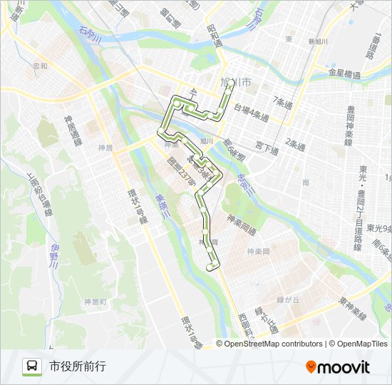 44-神楽北線 バスの路線図