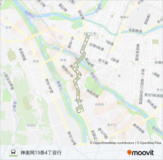 440-神楽北線(氷点橋) バスの路線図