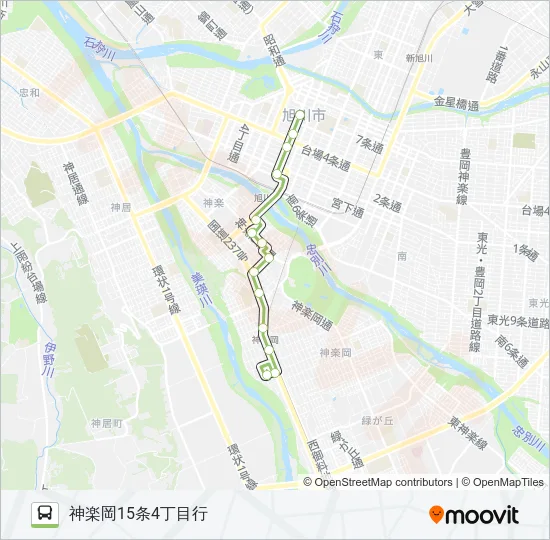 440-神楽北線(氷点橋) Bus Line Map