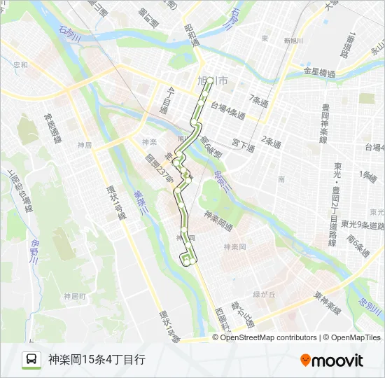440-神楽北線(氷点橋) バスの路線図