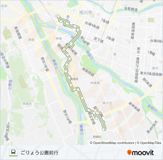 45-グリーンヒルズ日赤線 バスの路線図