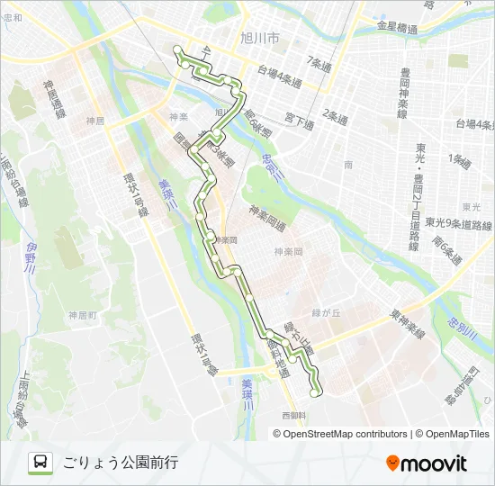 45-グリーンヒルズ日赤線 Bus Line Map