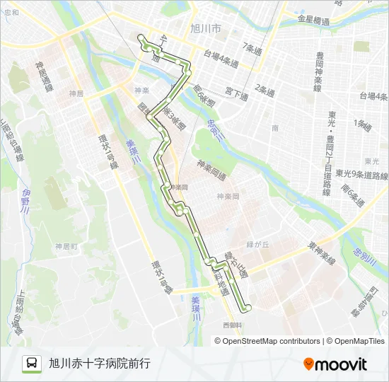 45-グリーンヒルズ日赤線 Bus Line Map