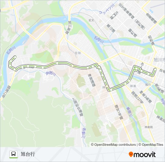 57-旭台線 バスの路線図