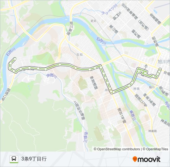 57-旭台線 バスの路線図