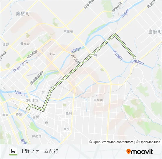 69-上野ファーム線 バスの路線図
