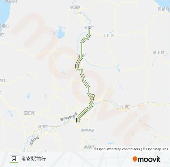 3-名寄線（遊湯ぴっぷ経由） Bus Line Map