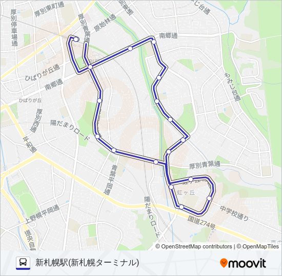 循環新７７ルート スケジュール 停車地 地図 新札幌駅 新札幌ターミナル