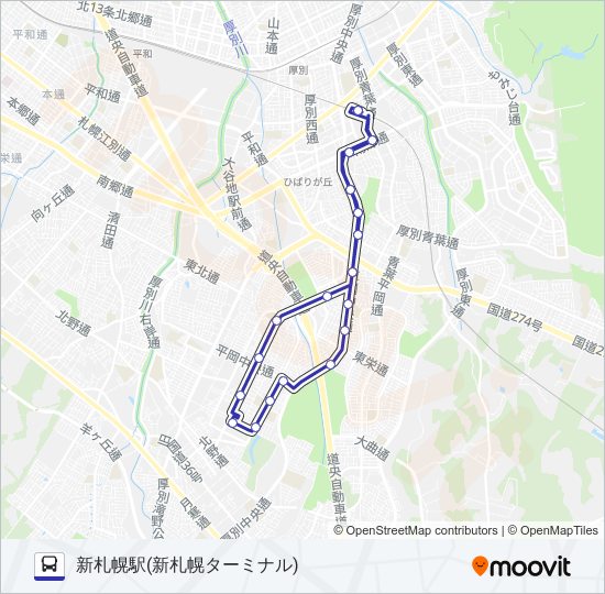 循環新１１１ バスの路線図