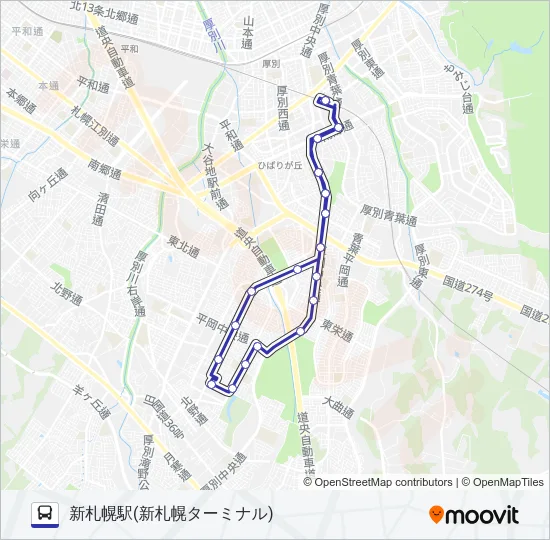 循環新１１１ バスの路線図