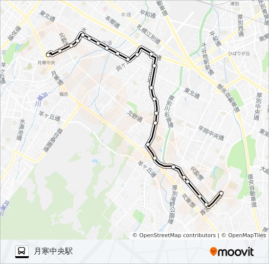 月６２ルート スケジュール 停車地 地図 月寒中央駅