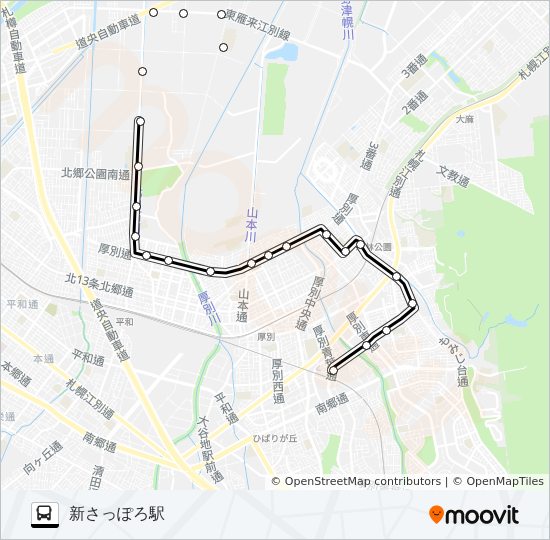 白３８ Route Schedules Stops Maps 新さっぽろ駅