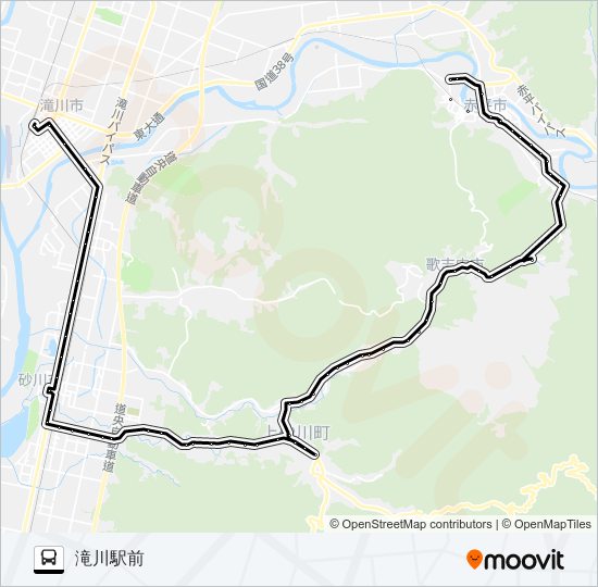 歌志内線路線 時刻表 站點和地圖 滝川駅前