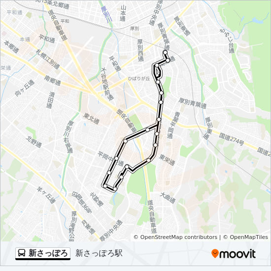 新さっぽろルート スケジュール 停車地 地図 新さっぽろ駅