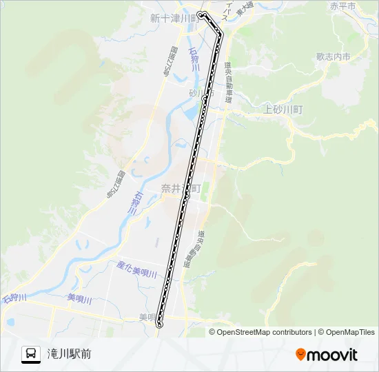 滝川美唄線 Bus Line Map