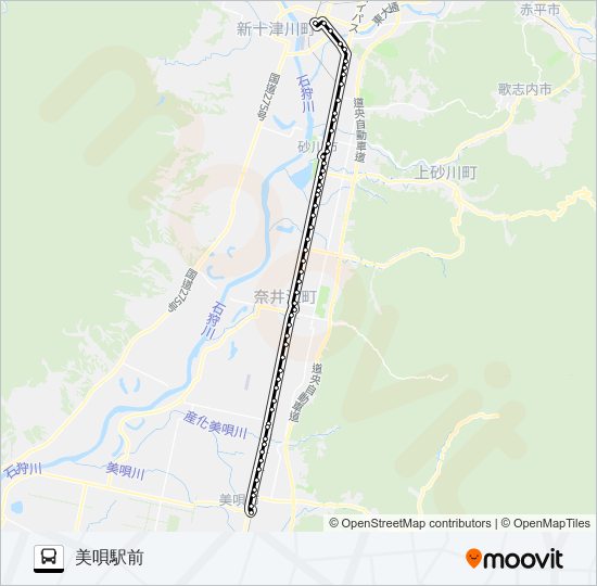 滝川美唄線 バスの路線図