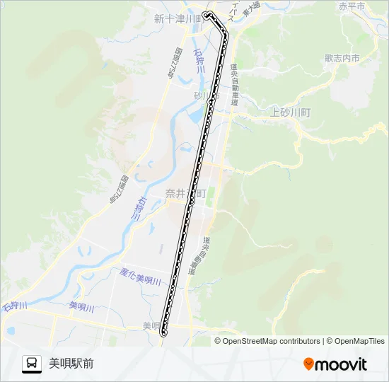 滝川美唄線 Bus Line Map