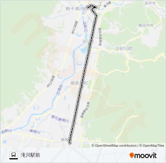 滝川美唄線 バスの路線図
